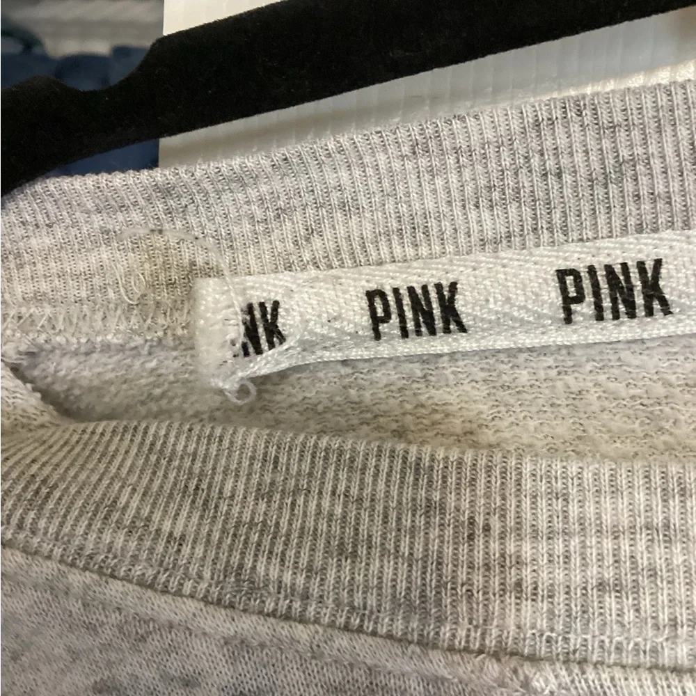 Victoria's Secret PINK Heather Gray & Black Logo Sweatshirt - Picture 3 of 3